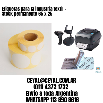 Etiquetas para la industria textil – Stock permanente 65 x 25