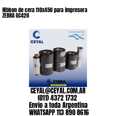 Ribbon de cera 110×450 para impresora ZEBRA GC420