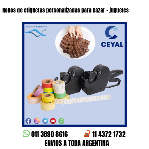 Rollos de etiquetas personalizadas para bazar – juguetes