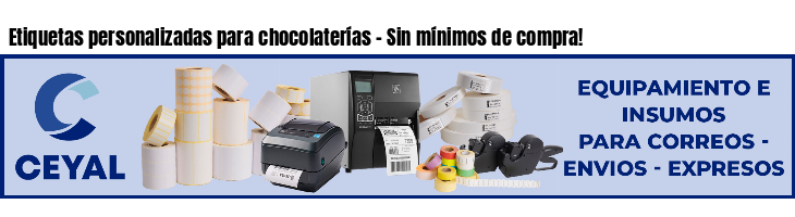 Etiquetas personalizadas para chocolaterías - Sin mínimos de compra!