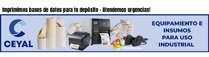Imprimimos bases de datos para tu depósito - Atendemos urgencias!
