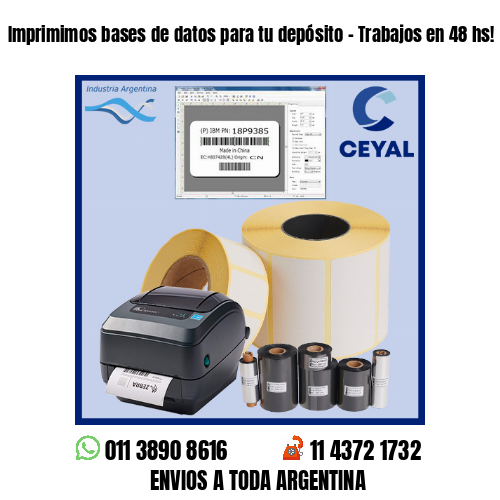 Imprimimos bases de datos para tu depósito – Trabajos en 48 hs!