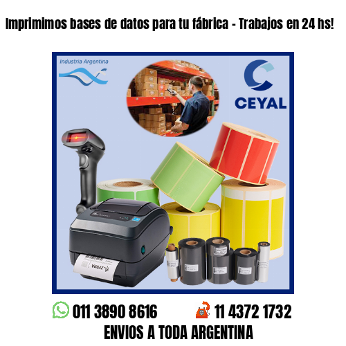 Imprimimos bases de datos para tu fábrica – Trabajos en 24 hs!