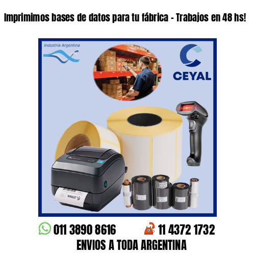 Imprimimos bases de datos para tu fábrica – Trabajos en 48 hs!