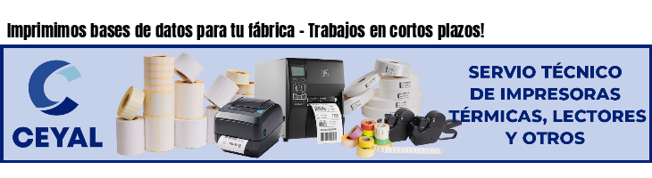 Imprimimos bases de datos para tu fábrica - Trabajos en cortos plazos!