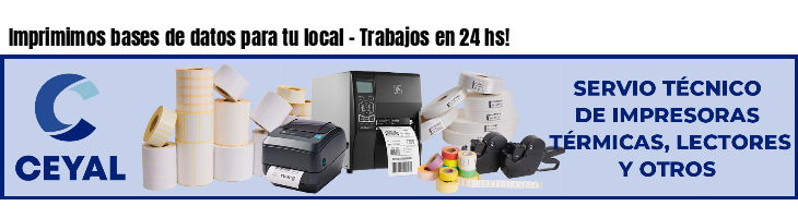 Imprimimos bases de datos para tu local - Trabajos en 24 hs!