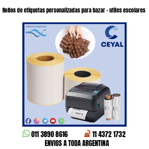 Rollos de etiquetas personalizadas para bazar – utiles escolares