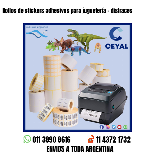 Rollos de stickers adhesivos para juguetería – disfraces