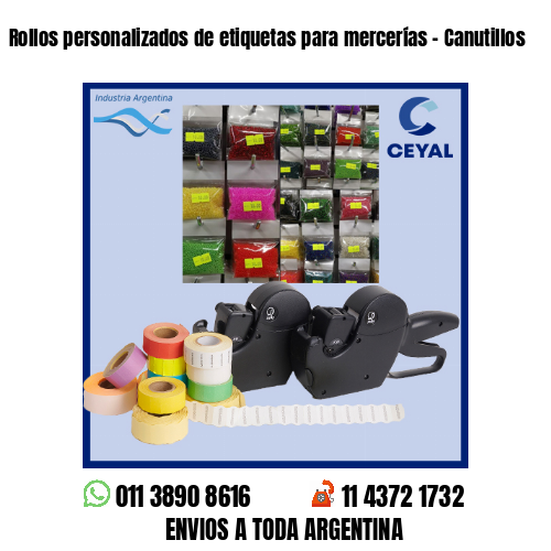 Rollos personalizados de etiquetas para mercerías – Canutillos
