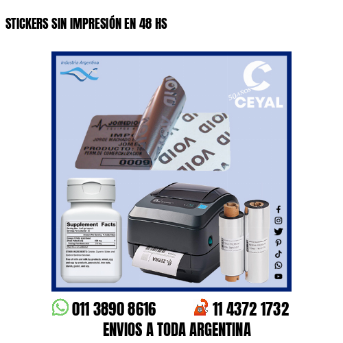 STICKERS SIN IMPRESIÓN EN 48 HS