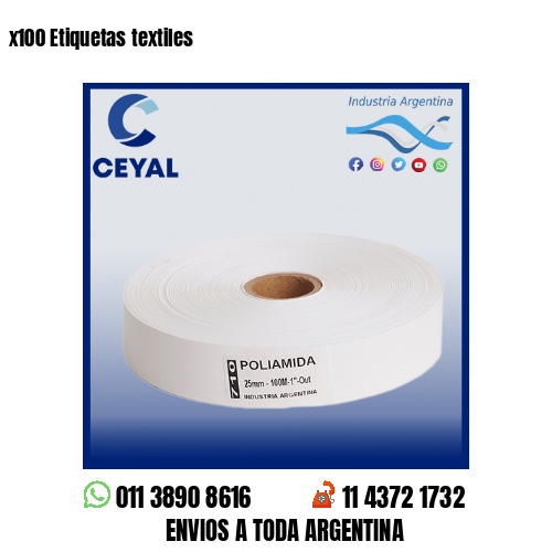 x100 Etiquetas textiles