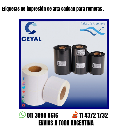 Etiquetas de impresión de alta calidad para remeras .