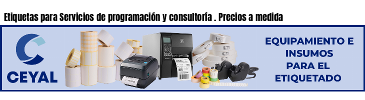 Etiquetas para Servicios de programación y consultoría . Precios a medida