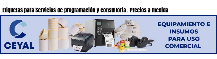 Etiquetas para Servicios de programación y consultoría . Precios a medida