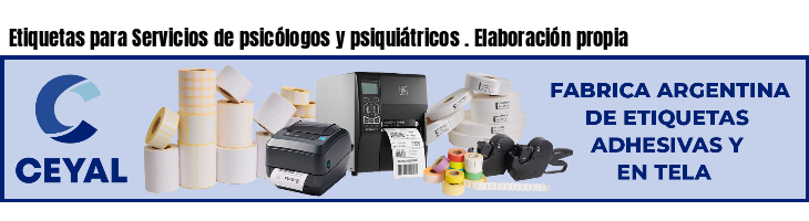 Etiquetas para Servicios de psicólogos y psiquiátricos . Elaboración propia