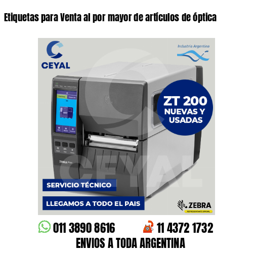 Etiquetas para Venta al por mayor de artículos de óptica