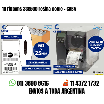 10 ribbons 33x500 resina doble - CABA