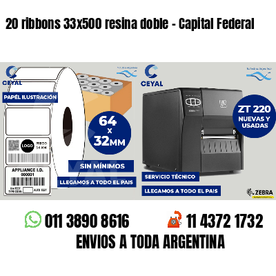 20 ribbons 33x500 resina doble - Capital Federal