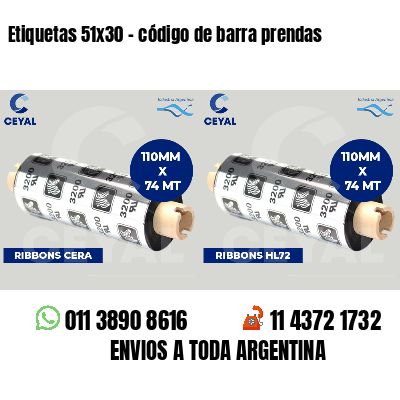 Etiquetas 51x30 - código de barra prendas