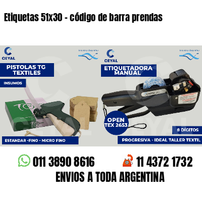 Etiquetas 51x30 - código de barra prendas