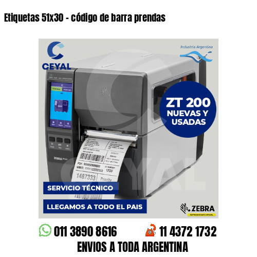 Etiquetas 51×30 – código de barra prendas