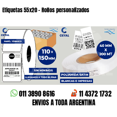Etiquetas 55x20 - Rollos personalizados