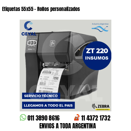 Etiquetas 55×55 – Rollos personalizados