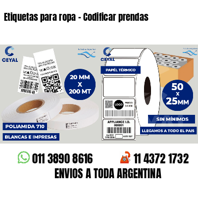 Etiquetas para ropa - Codificar prendas