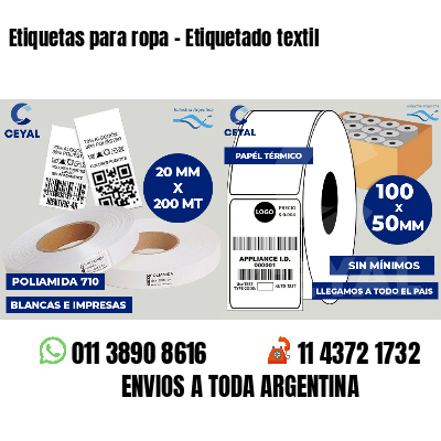 Etiquetas para ropa - Etiquetado textil