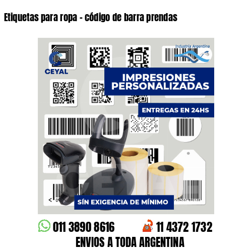 Etiquetas para ropa - código de barra prendas