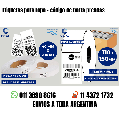 Etiquetas para ropa - código de barra prendas