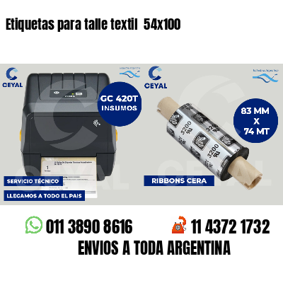 Etiquetas para talle textil  54x100