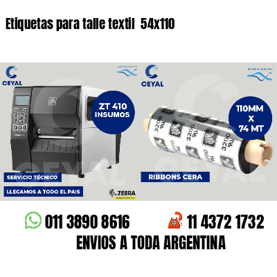 Etiquetas para talle textil  54x110