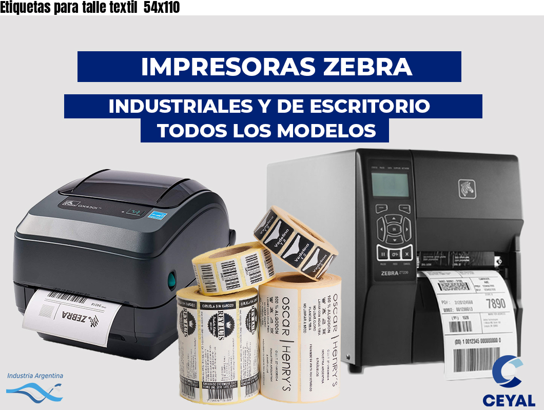Etiquetas para talle textil  54x110