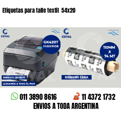 Etiquetas para talle textil  54x20