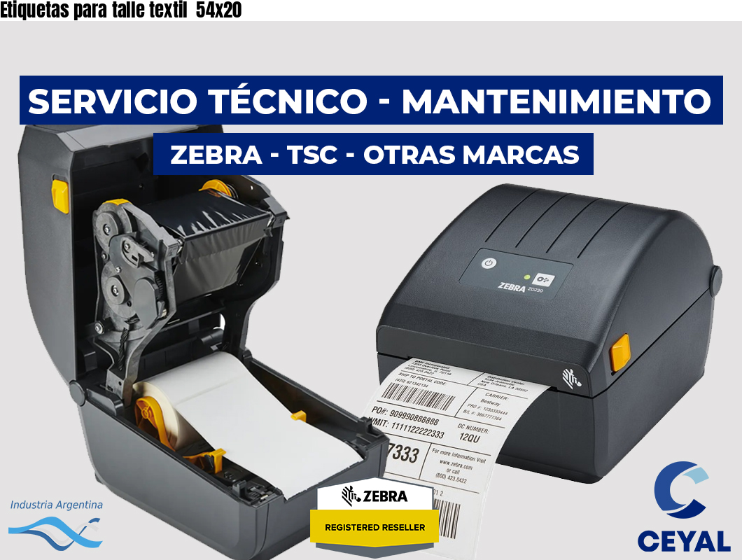 Etiquetas para talle textil  54x20