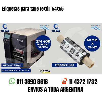 Etiquetas para talle textil  54x55