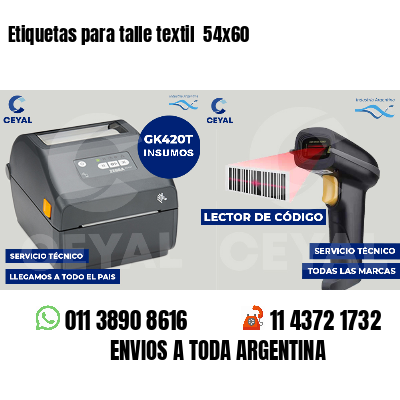 Etiquetas para talle textil  54x60