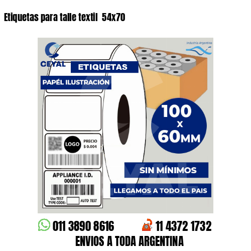 Etiquetas para talle textil  54×70