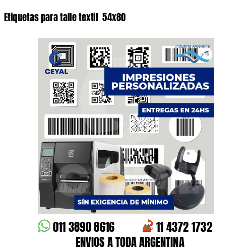Etiquetas para talle textil  54x80