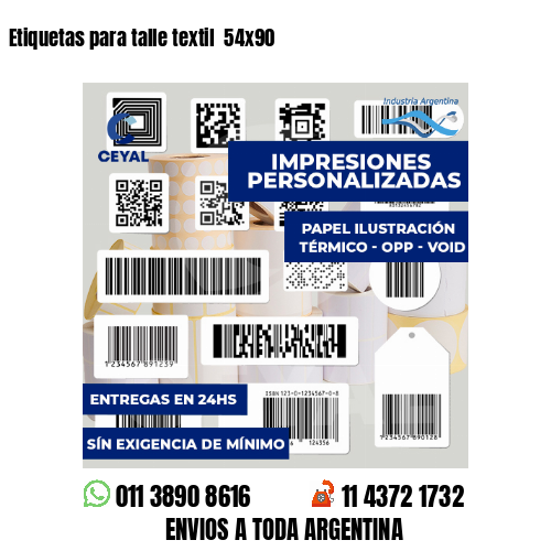 Etiquetas para talle textil  54x90