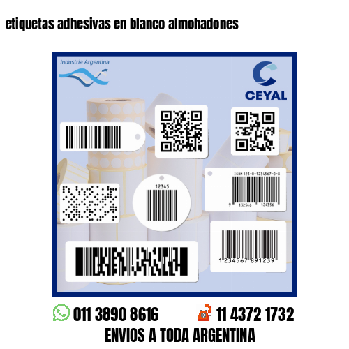 etiquetas adhesivas en blanco almohadones