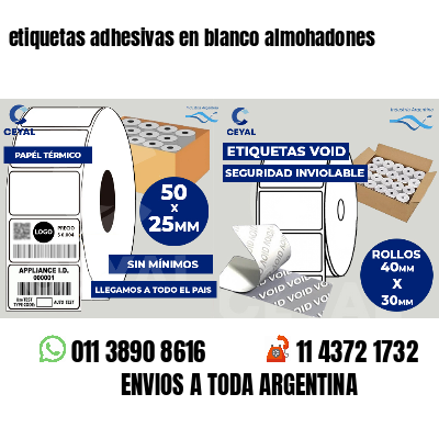 etiquetas adhesivas en blanco almohadones