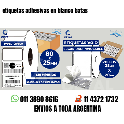 etiquetas adhesivas en blanco batas