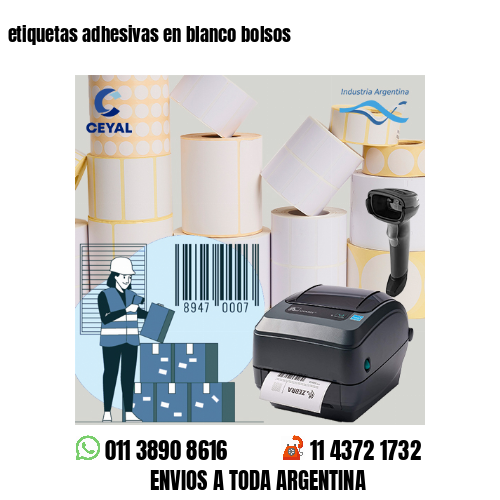 etiquetas adhesivas en blanco bolsos