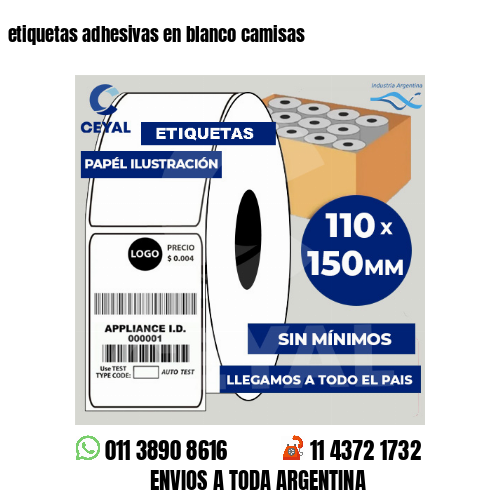 etiquetas adhesivas en blanco camisas