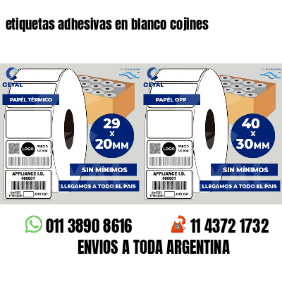 etiquetas adhesivas en blanco cojines