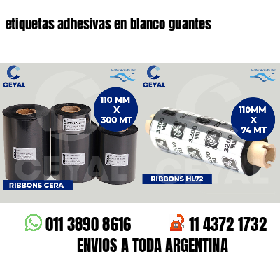 etiquetas adhesivas en blanco guantes