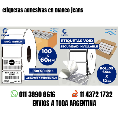 etiquetas adhesivas en blanco jeans