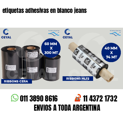etiquetas adhesivas en blanco jeans